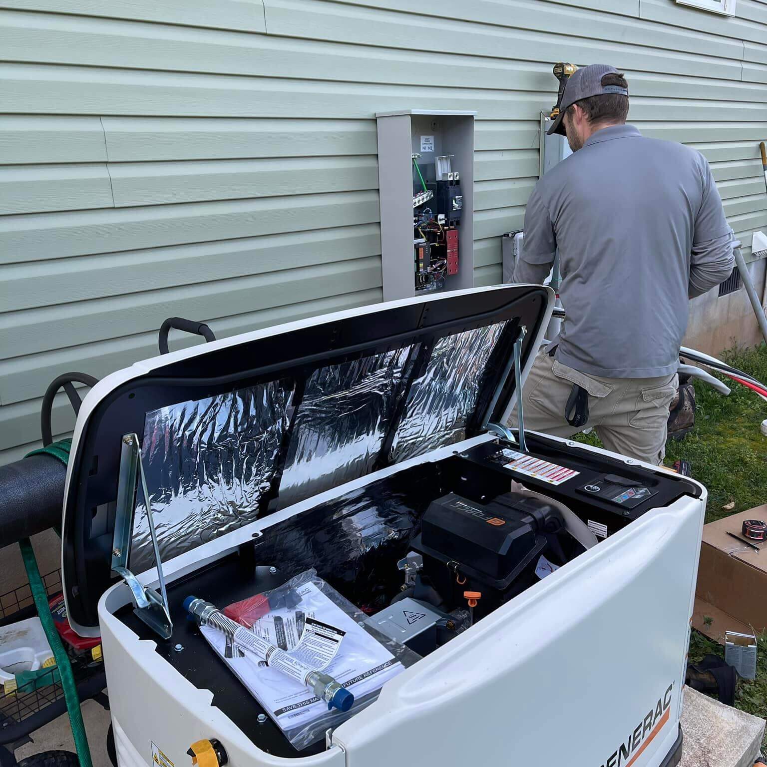Electrician Installing the Backup Generator